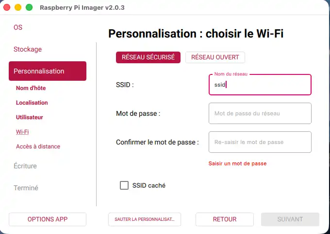Configuration Wifi